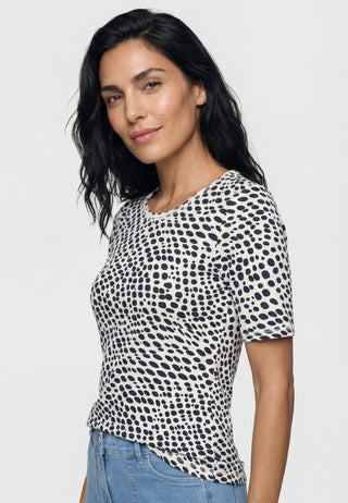 Olsen Short Sleeve Spotted Top Ivory Blue Edda