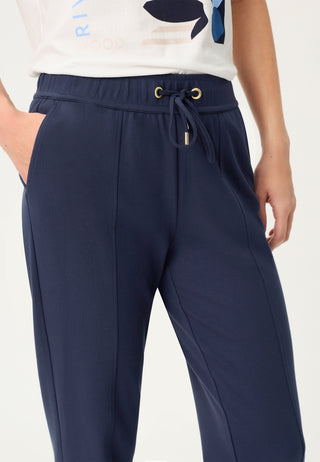 Olsen Cropped Trousers Navy Blue Lisa Straight
