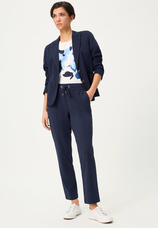 Olsen Cropped Trousers Navy Blue Lisa Straight