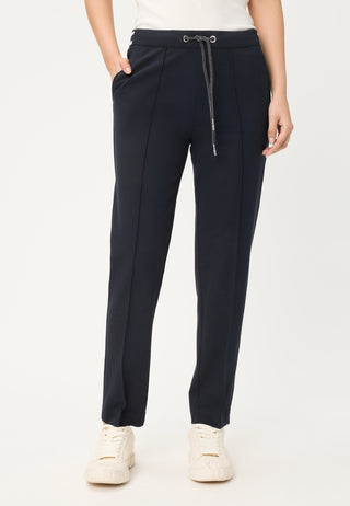 Olsen Drawstring Straight Leg Trousers Navy Blue Lisa