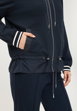 Olsen Jersey Zipped Hooded Jacket Navy Blue