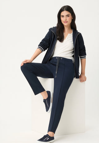Olsen Jersey Zipped Hooded Jacket Navy Blue