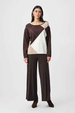 Joseph Ribkoff Silky Pull-On Wide Leg Trousers Mocha