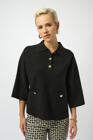 Joseph Ribkoff Polo Collar Boxy Jumper Black
