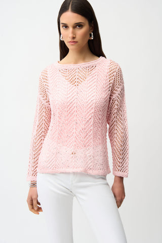 Joseph Ribkoff Sequin Chevron Pattern Jumper Pink