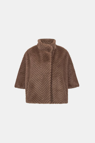 Joseph Ribkoff Faux Fur Cape Style Jacket Brown