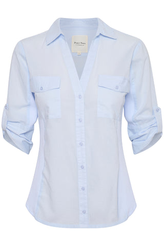 Part Two Long Sleeved Shirt Light Blue Cortnia