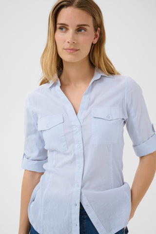 Part Two Long Sleeved Shirt Light Blue Cortnia
