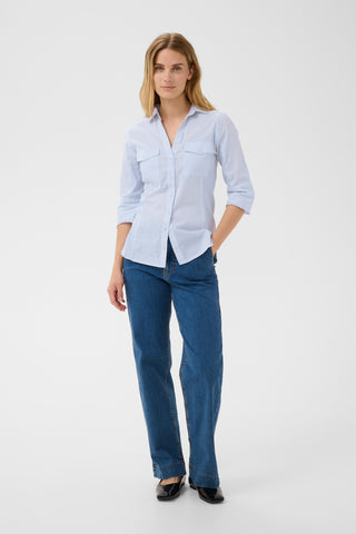 Part Two Long Sleeved Shirt Light Blue Cortnia