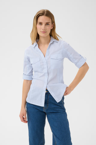 Part Two Long Sleeved Shirt Light Blue Cortnia