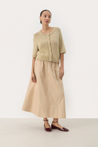 Part Two Short Sleeved Cardigan Beige Metallic Nathelie