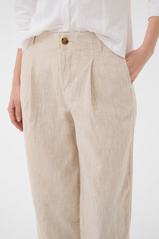 Part Two Pleat Front Trousers Beige Melange Nettas