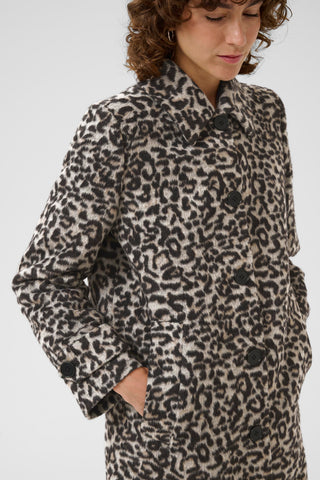 Part Two Leopard Print Coat Beige Black Suzy