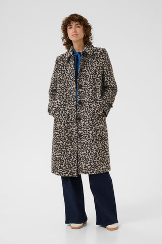 Part Two Leopard Print Coat Beige Black Suzy