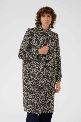 Part Two Leopard Print Coat Beige Black Suzy