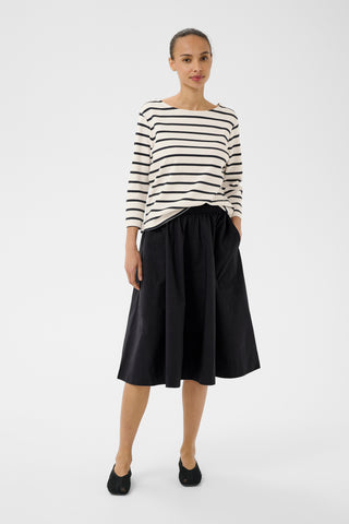 Part Two Striped Boat Neck Top Navy Blue Nela