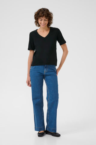 Part Two V-Neck Top Black Ratansa