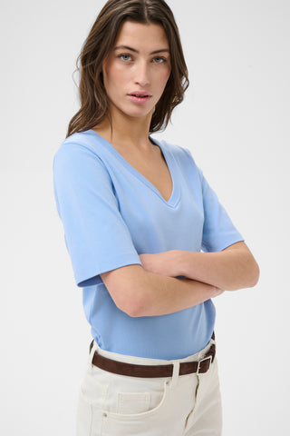 Part Two V-Neck Top Blue Ratansa