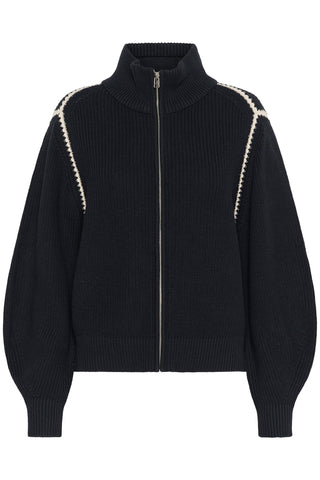 Part Two Funnel Neck Zipped Cardigan Navy Blue Semra