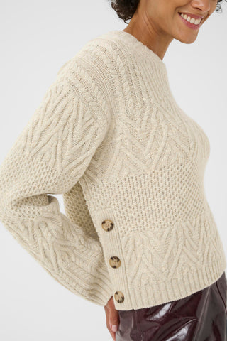 Part Two Textured Knit Jumper Beige Sindy