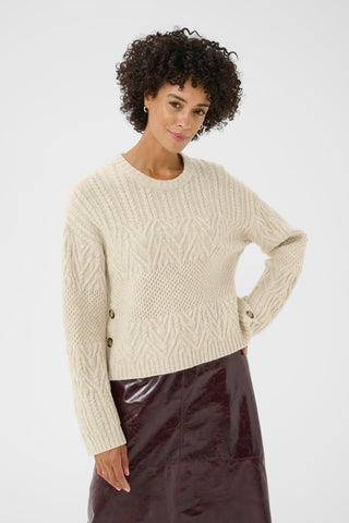 Part Two Textured Knit Jumper Beige Sindy