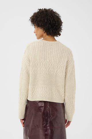 Part Two Textured Knit Jumper Beige Sindy