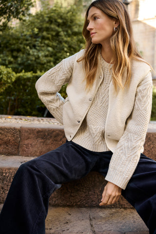 Part Two Textured Knit Jumper Beige Sindy
