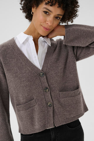 Part Two V-Neck Cardigan Brown Melange Sveva