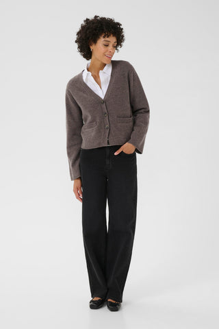 Part Two V-Neck Cardigan Brown Melange Sveva