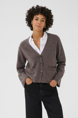 Part Two V-Neck Cardigan Brown Melange Sveva