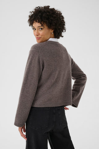 Part Two V-Neck Cardigan Brown Melange Sveva