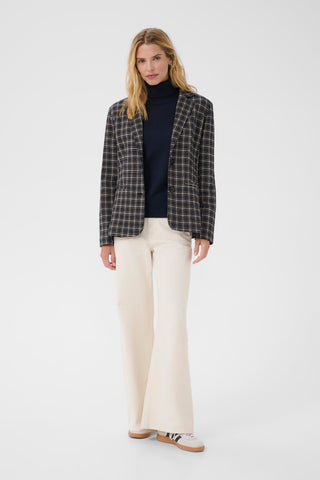 Part Two Checked Blazer Navy Blue Beige Vineke