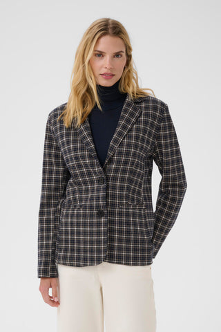 Part Two Checked Blazer Navy Blue Beige Vineke