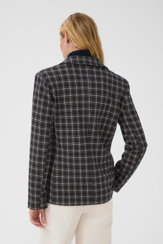Part Two Checked Blazer Navy Blue Beige Vineke