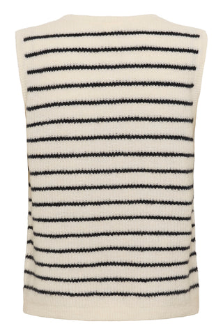 Part Two Striped Knitted Waistcoat Ivory Navy Blue Pimira