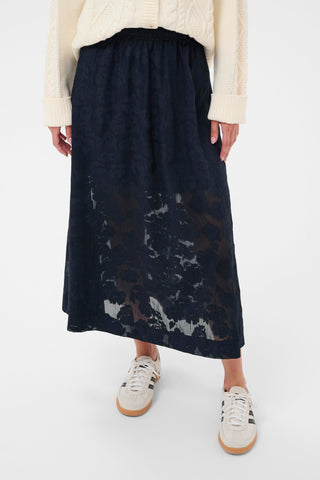 Part Two Sheer Floral Pattern Skirt Blue Zoya