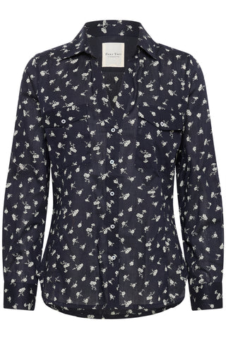 Part Two Floral Print Blouse Navy Blue Cortnio