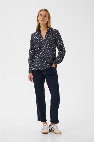 Part Two Floral Print Blouse Navy Blue Cortnio