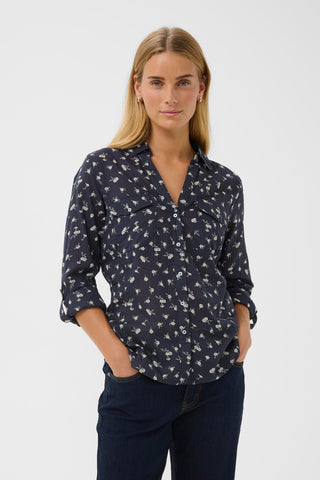 Part Two Floral Print Blouse Navy Blue Cortnio