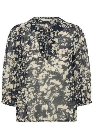 Part Two Floral Print Blouse Navy Blue Alvia