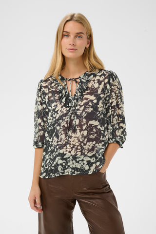 Part Two Floral Print Blouse Navy Blue Alvia