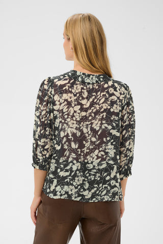 Part Two Floral Print Blouse Navy Blue Alvia
