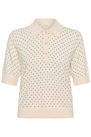 Part Two Dot Print Jumper Navy Blue Ivory Anetti