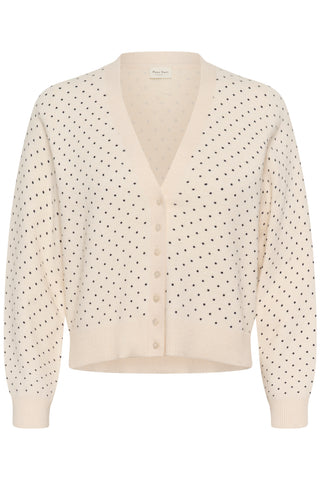 Part Two Dot Print Cardigan Navy Blue Ivory Anessa