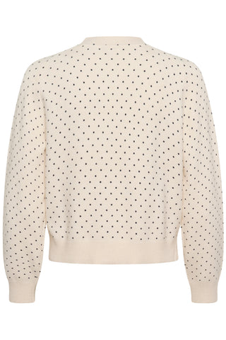 Part Two Dot Print Cardigan Navy Blue Ivory Anessa