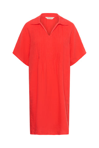 Part Two Linen Short Sleeve Dress Red Ayla