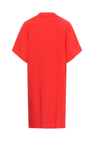 Part Two Linen Short Sleeve Dress Red Ayla