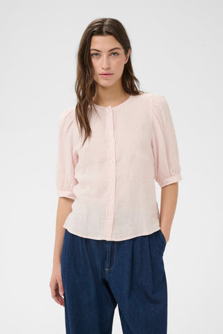 Part Two Half Sleeve Linen Blouse Pink Azra