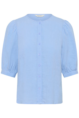 Part Two Half Sleeve Linen Blouse Blue Azra