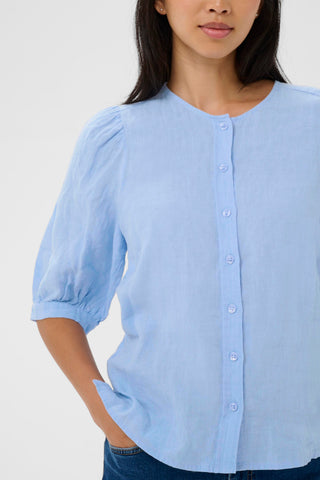 Part Two Half Sleeve Linen Blouse Blue Azra